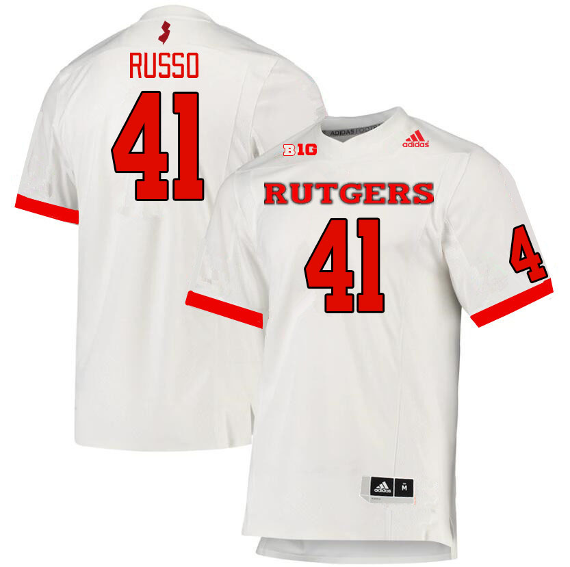 Men #41 Ryan Russo Rutgers Scarlet Knights College Football Jerseys Stitched Sale-White - Click Image to Close